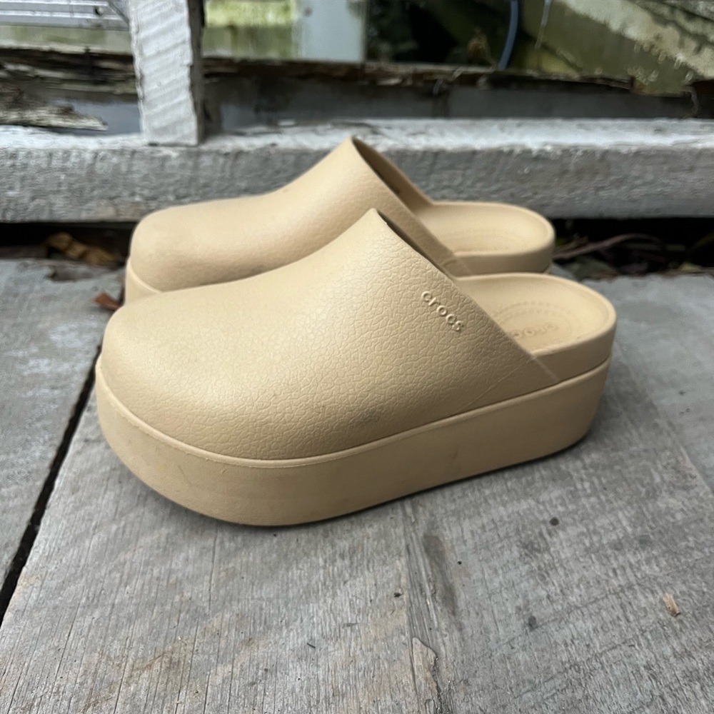 Beige Platform Clogs